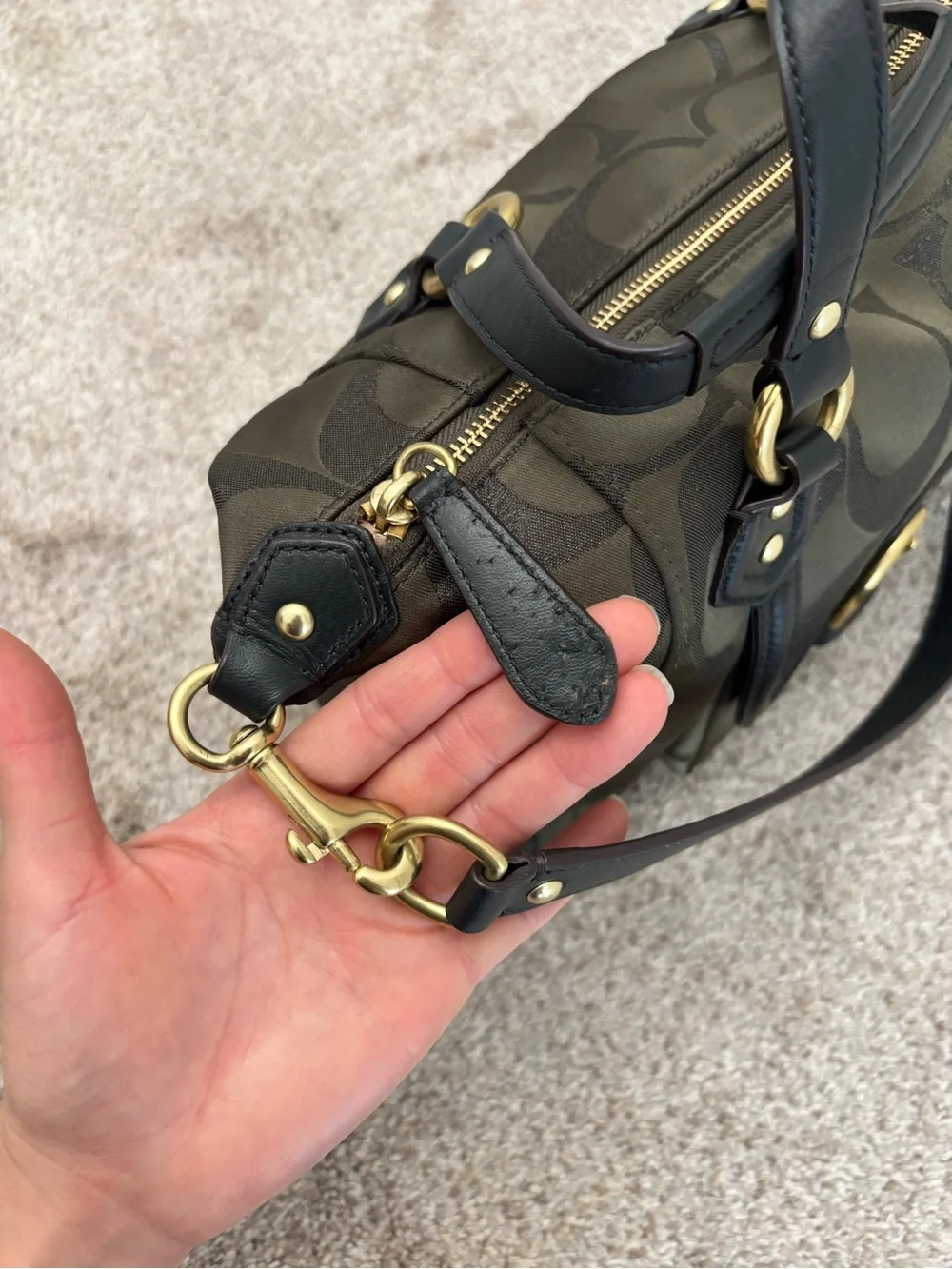 Coach Signature Satchel in Dark Brown and Black